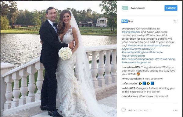 AshLee Frazier in low-cut gown as she weds Aaron Williams