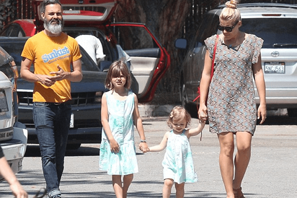 Busy Philipps enjoyed a playdate in the park with her husband Marc Silverstein and daughters Birdie (L) and Cricket (R) in Los Angeles