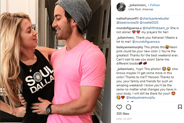 Lesley Murphy's Boyfriend Julian in pink shirt honouring her