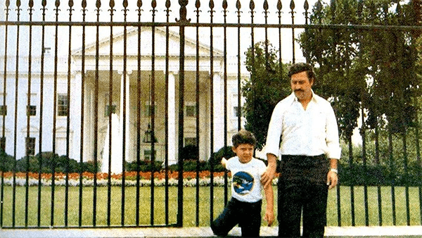 Pablo posting infront of white house with his son Juan