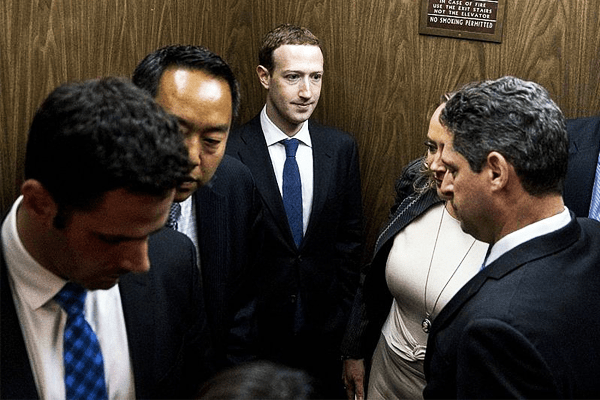 Mark Zuckerberg after meeting Senator John Thune