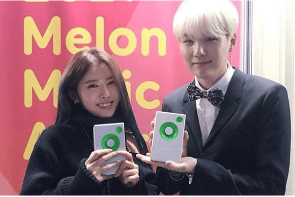 A picture of Korean Pop Stars Suran & BTS Band's Suga