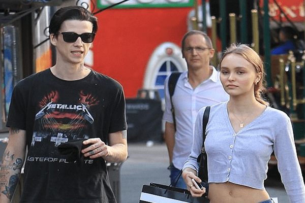 Lily Rose Depp with her ex-boyfriend Ash Stymest.