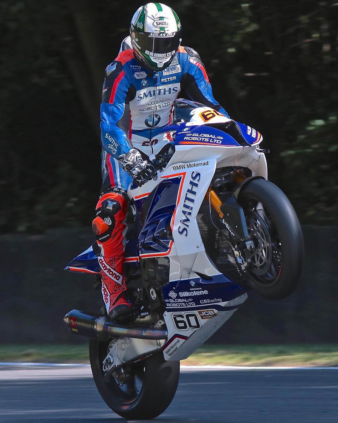 Peter Hickman wheeling on the BMW 1000