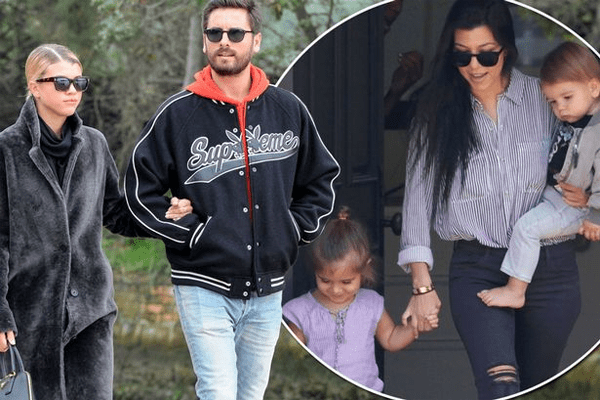 Sofia Richie with boyfriend Scott Disick & Kourtney Kardashian & kids 