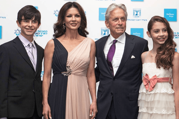 Carys Zeta Douglas with her parents and elder sibling. Father Michael Douglas, mother, Catherine and Brother Dylan