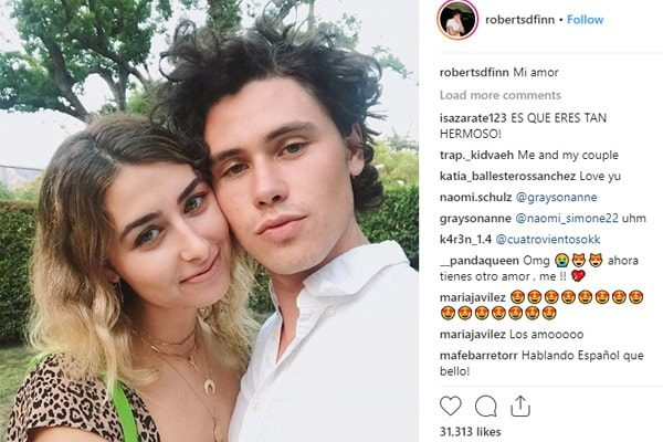Finn Roberts posted a photo with his girlfriend