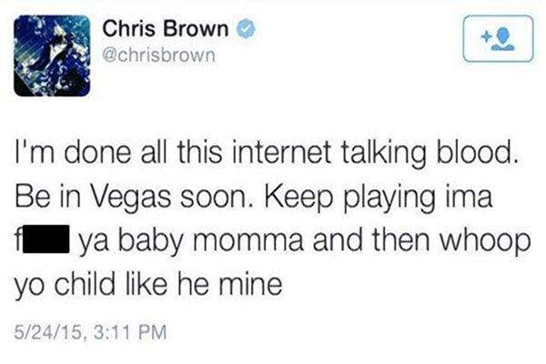 Singer Chris Brown threatened Tyson Beckford for being close with his ex-partner.