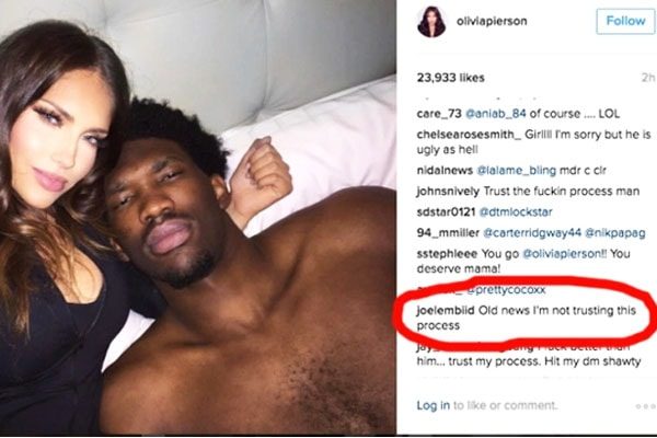 Olivia Pierson's Instagram valentine post for Joel Embiid