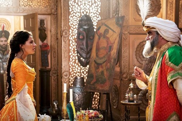 Jasmine and The Sultan in the movie Aladdin.