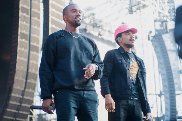 Star rappers Kanye West with Chance the Rapper