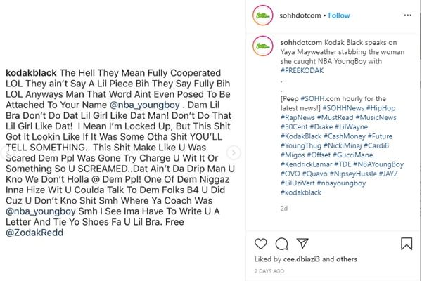 Kodak Black response to Iyanna Mayweather's arrest