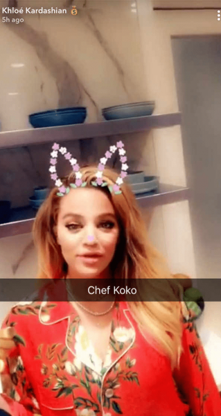 Khloe Kardashian snapchat calling herself Chef koko