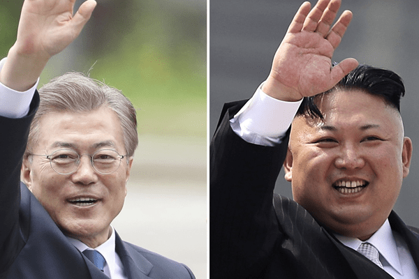 North Korean Leader Kim and South Korean Leader Moon.