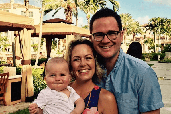 A picture of a happy family of a NBC News Anchor Dylan Dreyers with husband Brian & Son Calvin