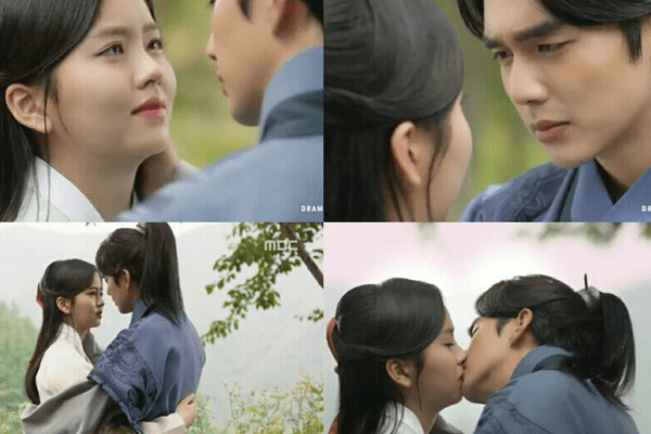 Yoo Seung Ho and Kim So Hyun kissing.
