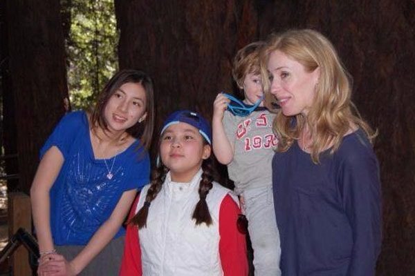 Becky Quick with daughters Natalie, Kimiko and son Kyle Quayle