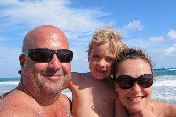 Rishia Haas, Andrew Zimmern and son, Noah relationship