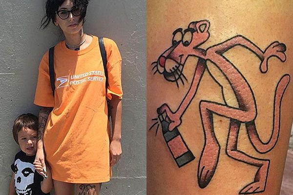 Kreayshawn with her pink panther tattoo