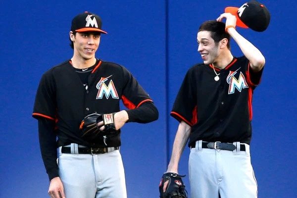 Christian Yelich and Pete Davidson twins