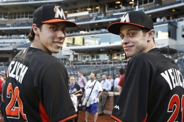 Christian Yelich and Pete Davidson twins