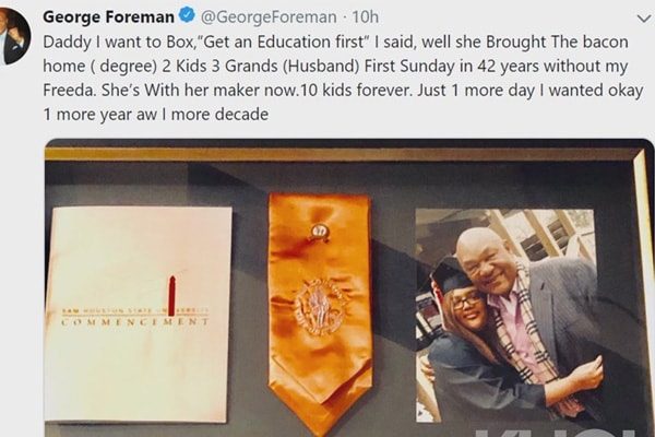 George Foreman mourning over daughter Freeda Foreman