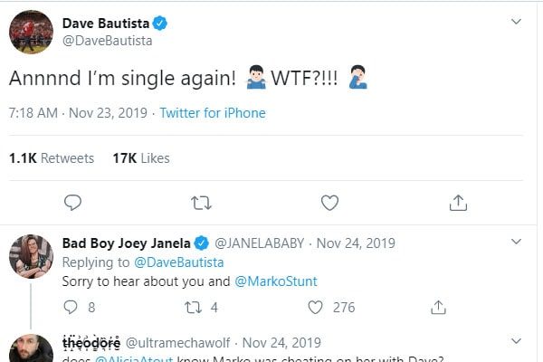 Dave Bautista's tweet