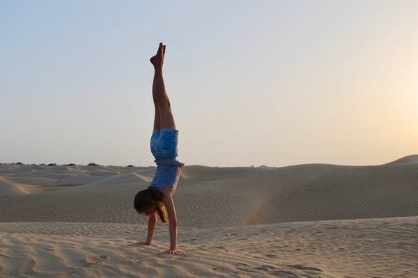 Yoga poses defying gravity